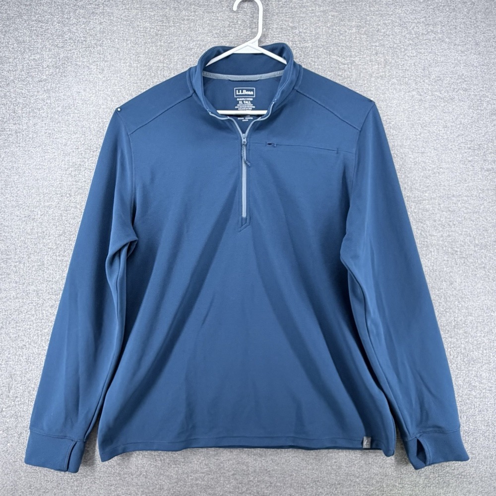 LL Bean Slightly Fitted 1/4 Zip Pullover Men Size XL Tall Teal Winter